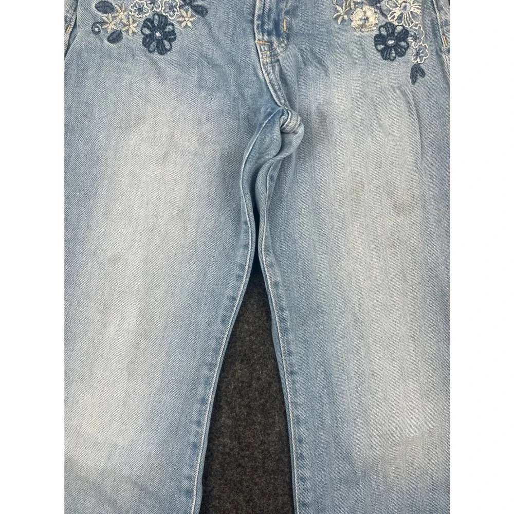 Gap Kids Girls Floral Embroidered High Rise Flare Jeans Light Wash Size 10